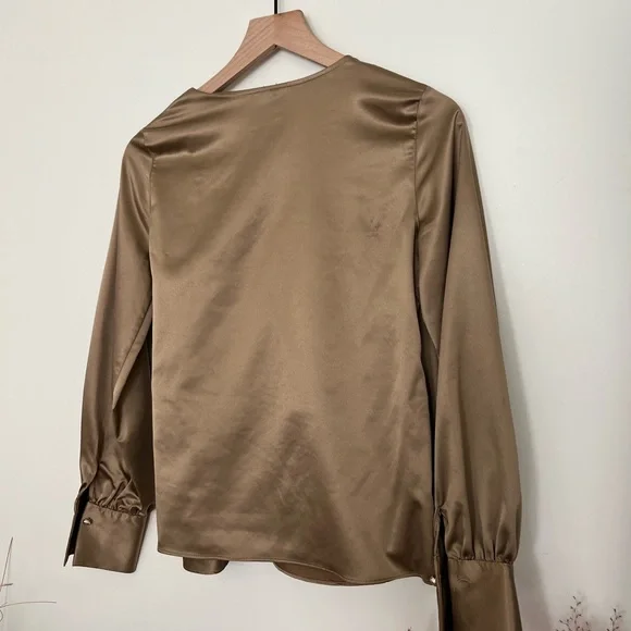 River Island Brown Satin Wrap Blouse - Women’s US Size 6 - Picture 5 of 5
